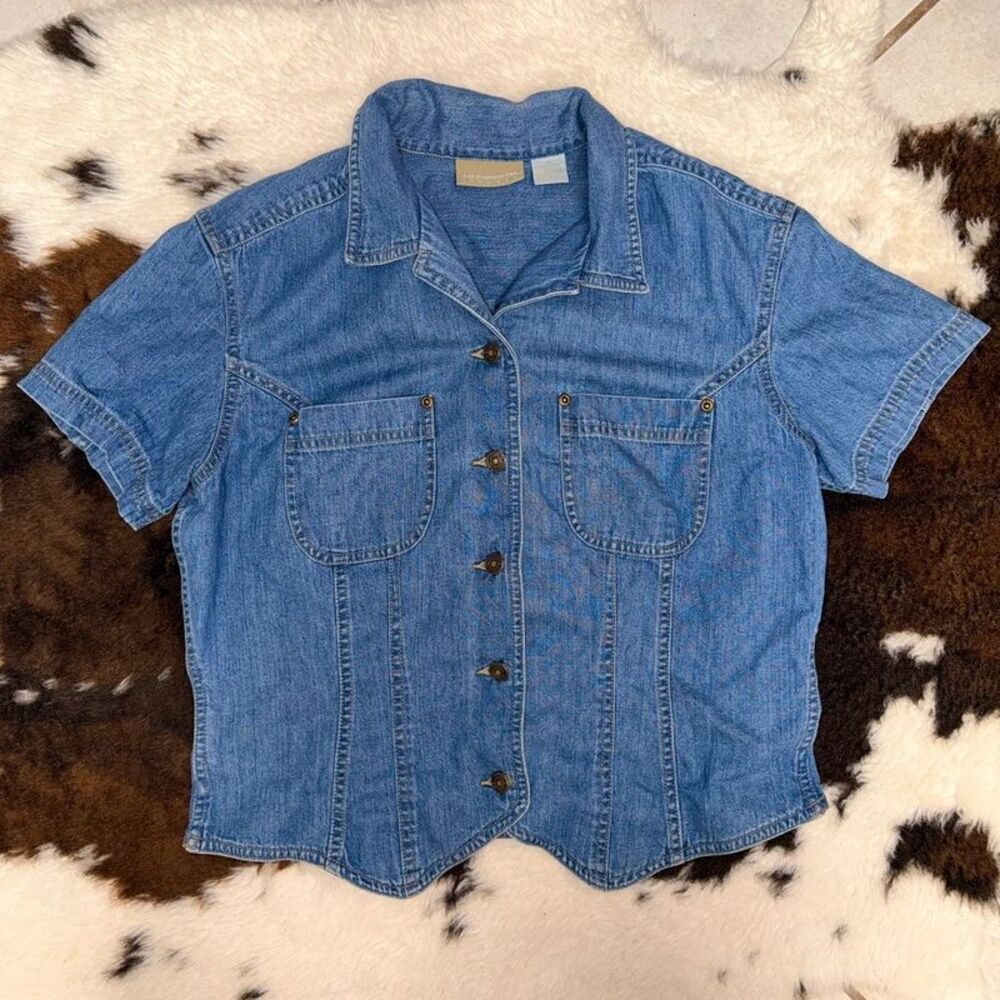 Liz Claiborne Lizwear Vintage 90s Short Sleeve Denim Vest Top M